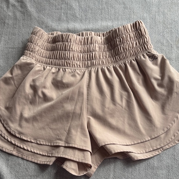 Calia Pants - Women's Calia Tan Athletic Shorts with Smocked Waistband